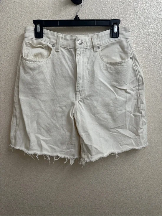 Madewell Baggy White Denim Shorts with Raw Edge