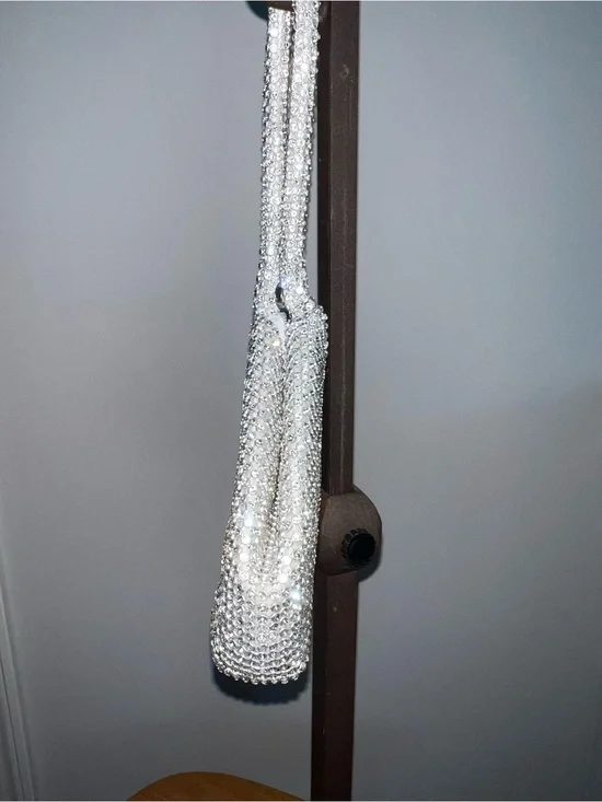 Crystal Rhinestone Evening Bag – Silver Wristlet Clutch