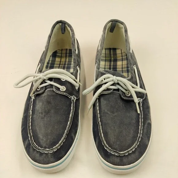 Faded glory mens blue‎ canvas boat shoes size 12