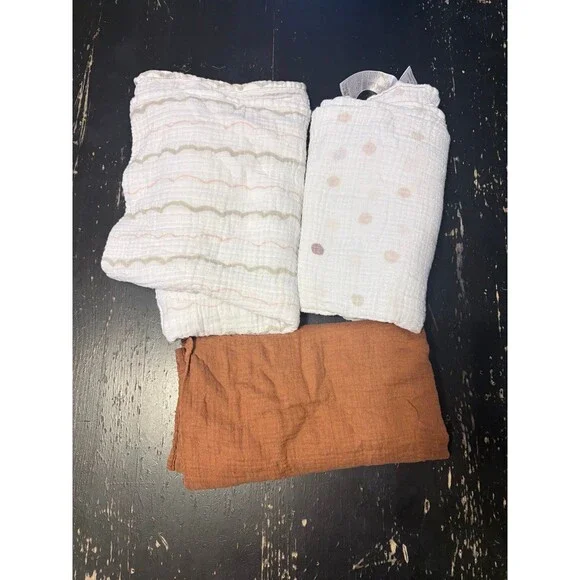 Muslin Baby Blankets Bundle Set of 3 Girls