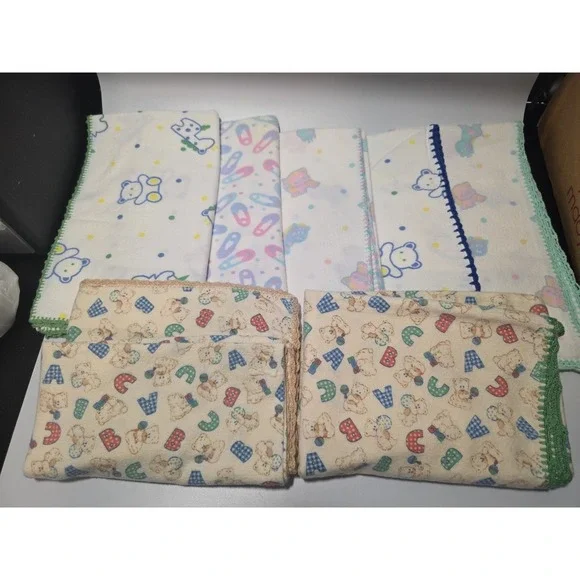 vintage baby blanket lot of 7 blankets‎ vintage handmade baby blanket