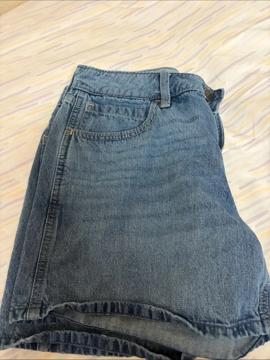 Hollister Light Blue Denim low-rise baggy Shorts