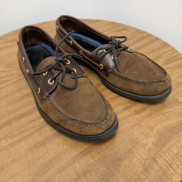 Sperry Top-Sider Boat Shoes Men's 11 M Brown Leather 2-Eye Lace Up Casual Deck