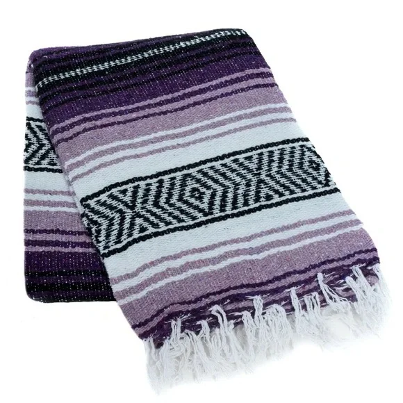 Purple and White Striped Blanket