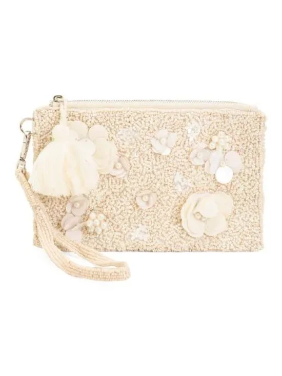 SOL AND MER Handmade Beaded Floral Convertible Pouch Wristlet