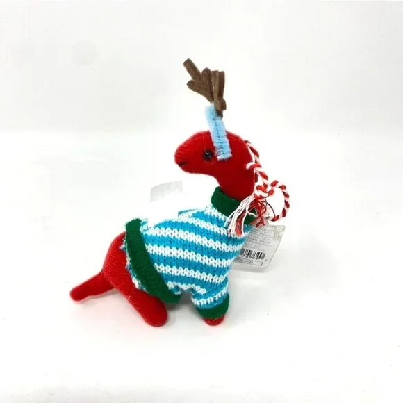 Target Wondershop Christmas Red Plush Dinosaur Ornament Sweater Antlers NWT