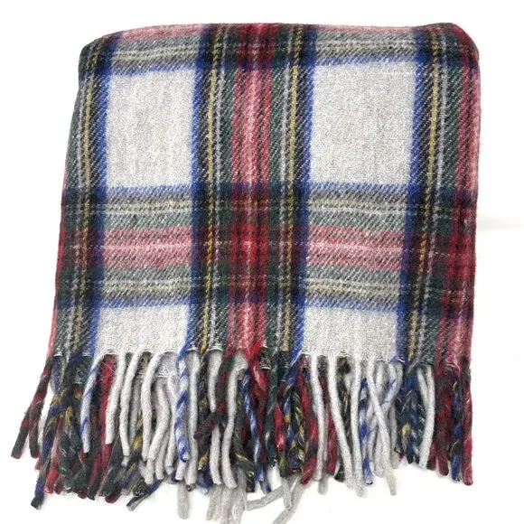 Tweeds of Scotland Wool Stewart Dress Tartan Throw Blanket Fringed 62x72 NEW
