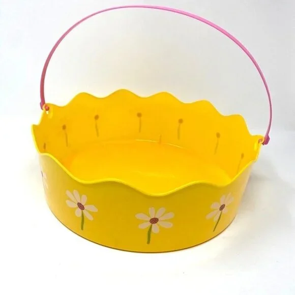 Target Large Plastic Easter Basket Yellow Daisies 12
