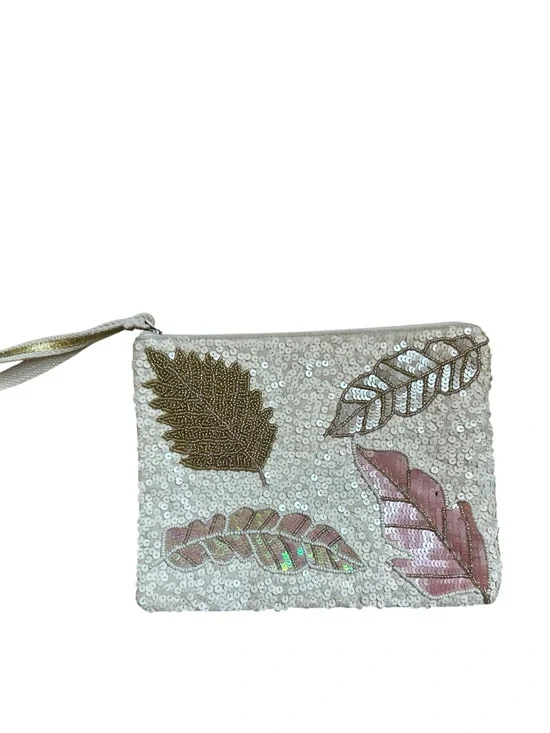 America & Beyond Rose Gold Garden Hand-Beaded Embellished Clutch Pouch