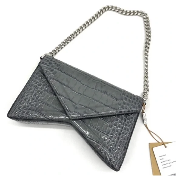Michael Kors Collection Manhattan Medium Crocodile Embossed Patent Leather Bag