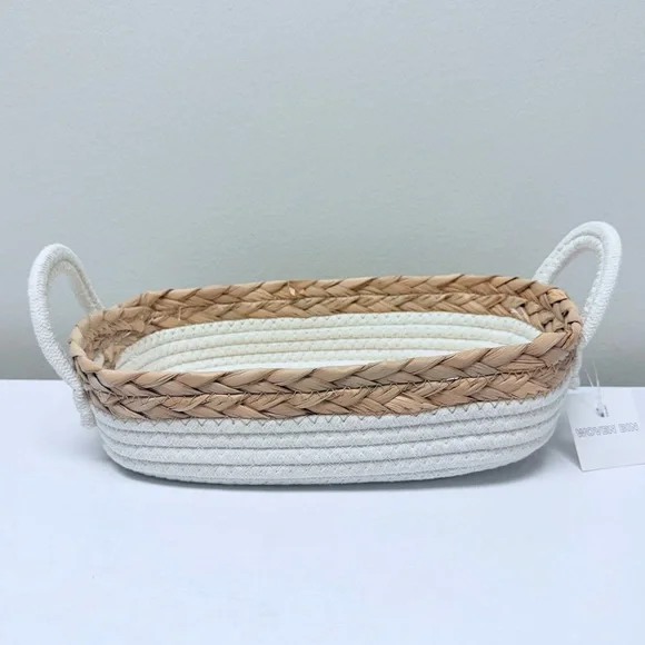 Target Bullseye Woven Bin Basket Spring Decor, White & Tan