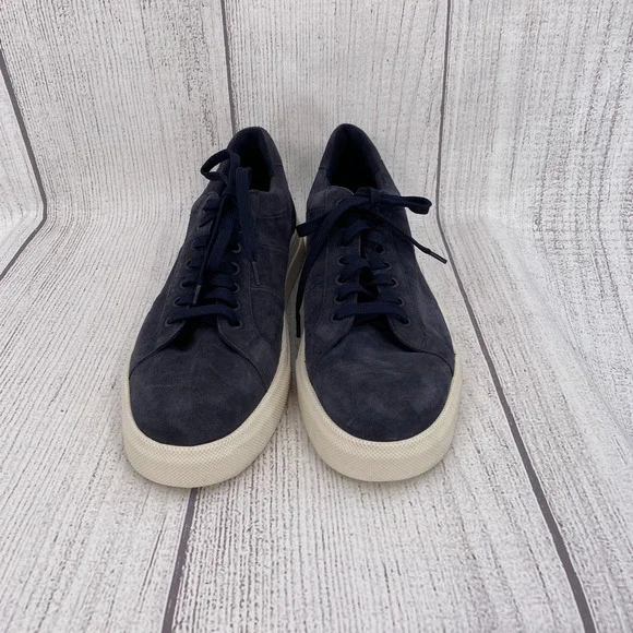 Vince Fulton Low Top Sneakers Mens 12 Coastal Blue Suede Minimalist Comfort Shoe
