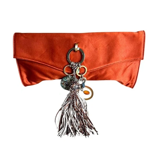 Alexis‎ Hudson Sienna Tassel Boho Minimalist Mirror Clutch Bag, NWT