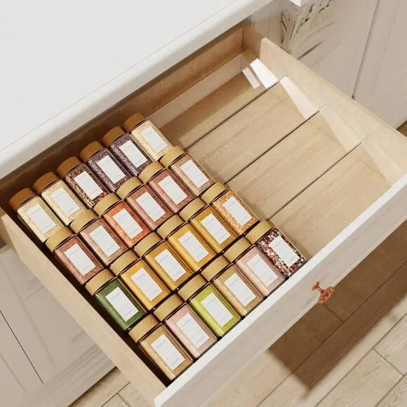 Clear Acrylic Spice Drawer Organizer, 4 Tier, Expandable From 13