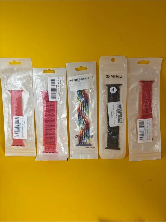 Assorted Replacement Apple Watch Bands - Pink, Multi, Black Set of 5