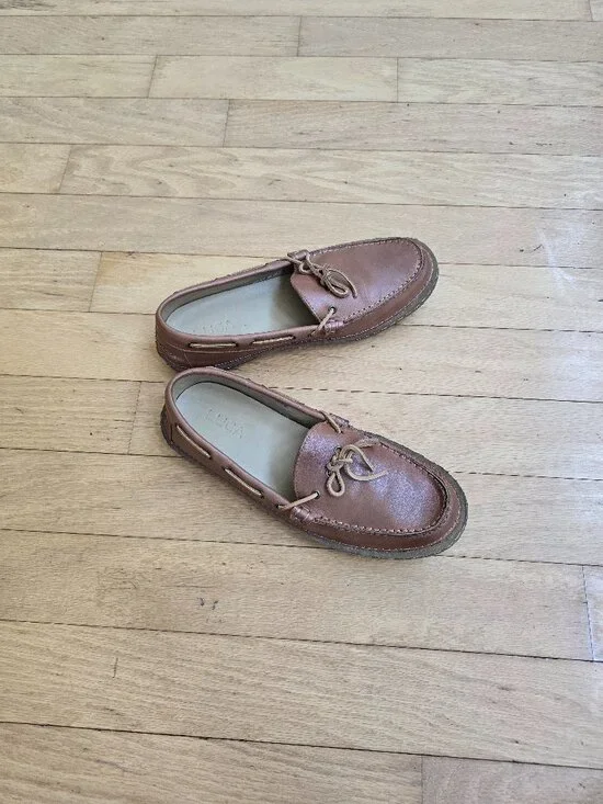 Lucas | brown leather moccasin style gum sole boat shoes | MENS 9.5