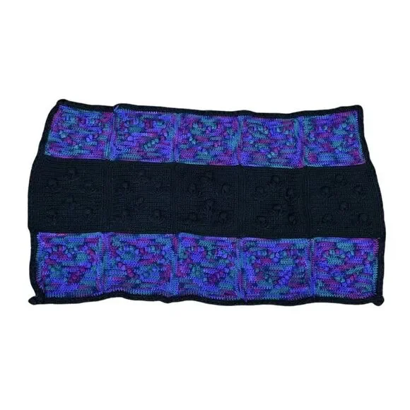 Vtg 90s Nevada Women's Correctional Lap Afghan Blanket 3D Flowers Hearts 45x26
