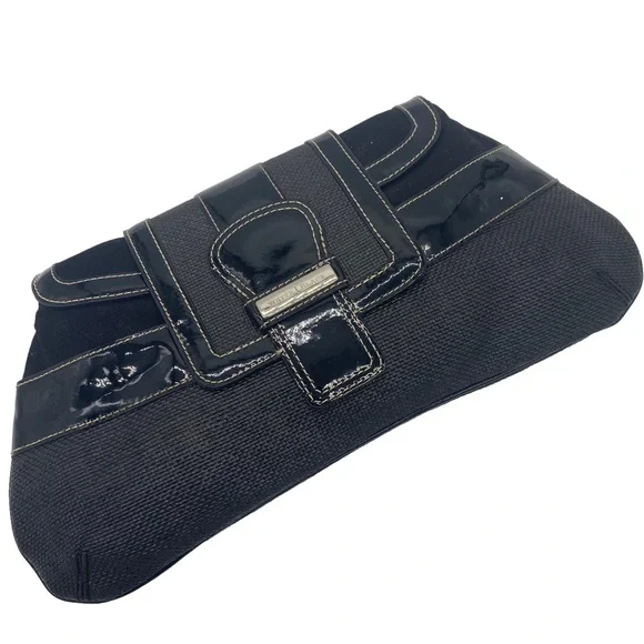 WHBM Woven Clutch Black NEW Magnetic Closure