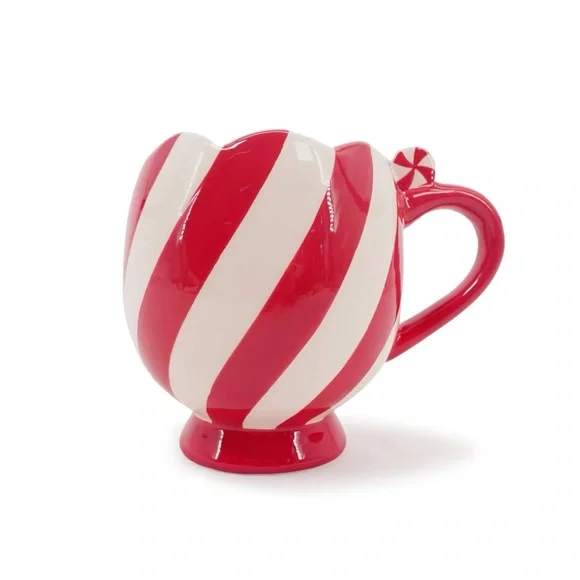 9 fl oz Scalloped Edge Christmas Candy Cane Ceramic Mug - Target 2025