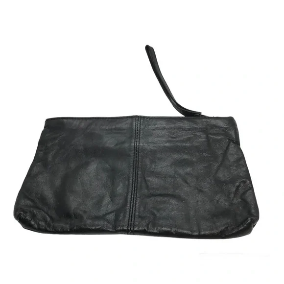 Unbranded‎ Black Leather Clutch With Strap Zipper Closure 11