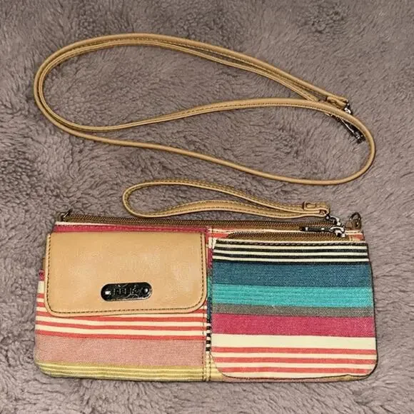 Cute Relic Striped Crossbody Wristlet