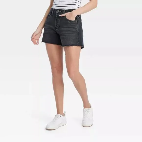 Universal‎ Thread Mid-Rise 90s Baggy Denim Shorts Relaxed Fit Size 16 Black