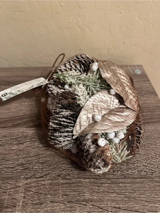 Target Bullseye Decorative Fill White Berries Pine Cones Gold Christmas NWT
