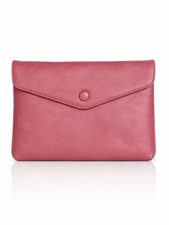 Vintage TONI 80s Pink Leather Clutch Handbag