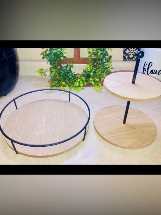 NEW IN BOX TARGET PLAYGROUND SET OF 2 METAL AND WOODEN Lazy Suzan & Tiered Tray