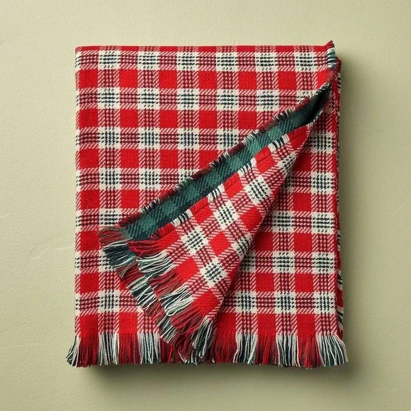 50x60 Vintage Reversible Brushed Woven Throw Blanket Red Plaid - Hearth & Hand‎