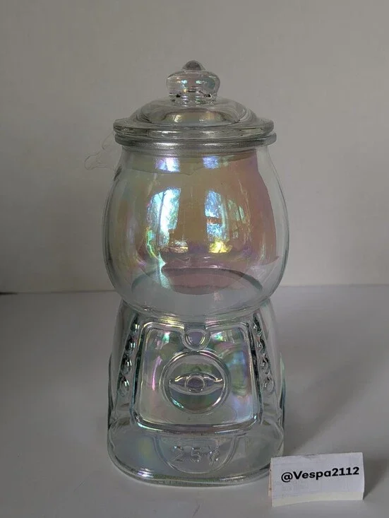 Target Bullseye Playground Summer Gumball Machine Iridescent Glass Candy Jar