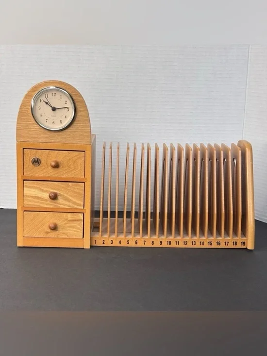 Rare Vintage MotorolaCorporate Gift - WoodExpandable Desk Organizer &Clock