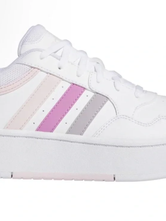 adidas White  Hoops 3.0 size 6 Bold Lace Sneakers with Pink Stripes