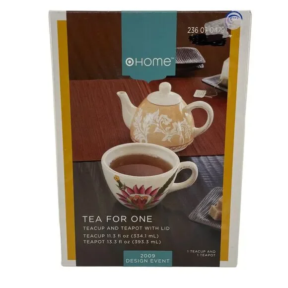 Teacup‎ for One Set Teapot w/ Lid Floral NEW Target Home Durastone GIFT