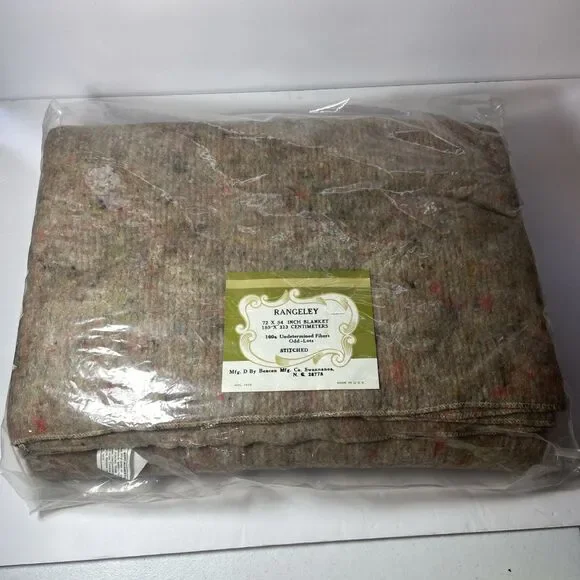 New Vintage 1960s–70s Beacon Rangeley Blanket 72x84 Wool Blend USA Made NIP