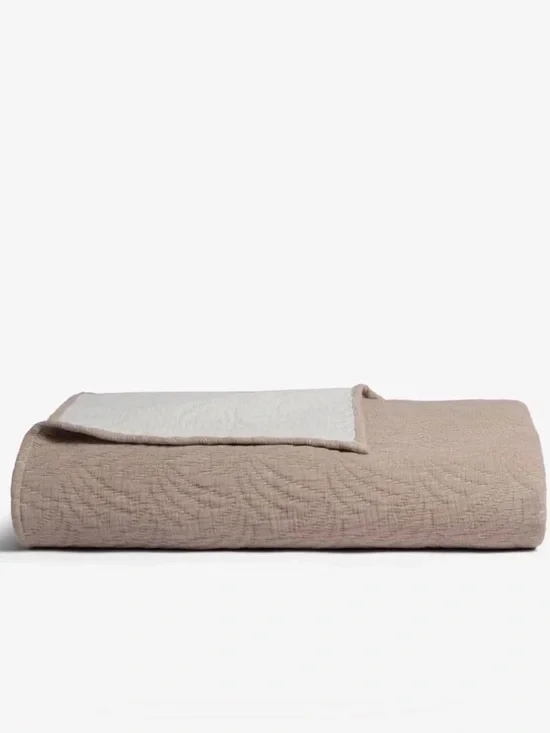Palm Jacquard Bed Blanket Queen/King Pecan - Parachute NEW