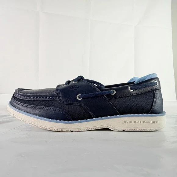 Sperry Surveyor 2-Eye Navy Blue Leather Boat Shoes Men's 12 W New in Box