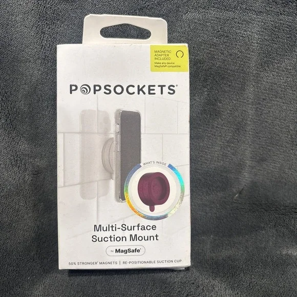 NEW PopSockets Magnetic Suction Phone Mount‎ w/ MagSafe -Metallic Red Wine