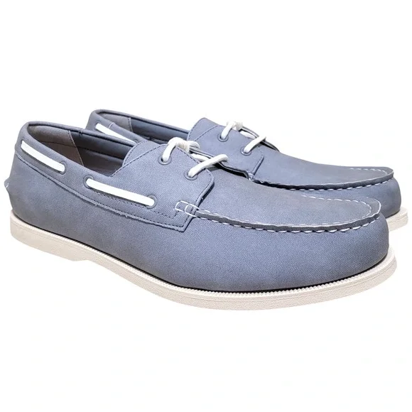 Club Room Men Elliot 2-Eye Casual Boat Shoe Size US 11M Light Blue Faux Leather