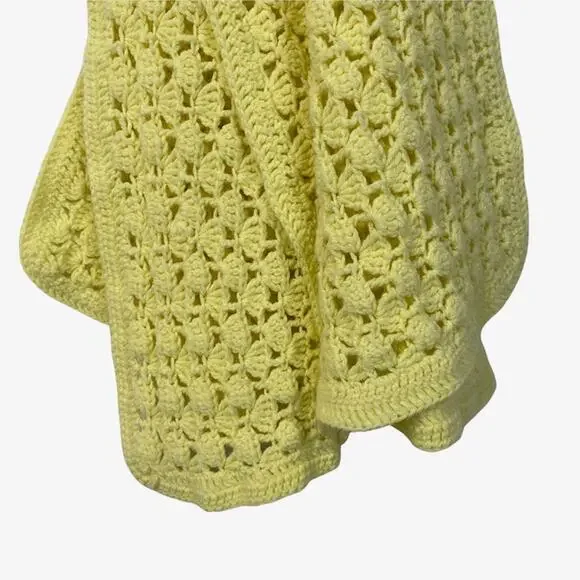 Yellow Baby Blanket Lap Blanket Handmade Crochet Knit