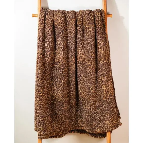 60x70 Reversible Sherpa Printed Throw by Jill Martin Vintage Leopard H501249