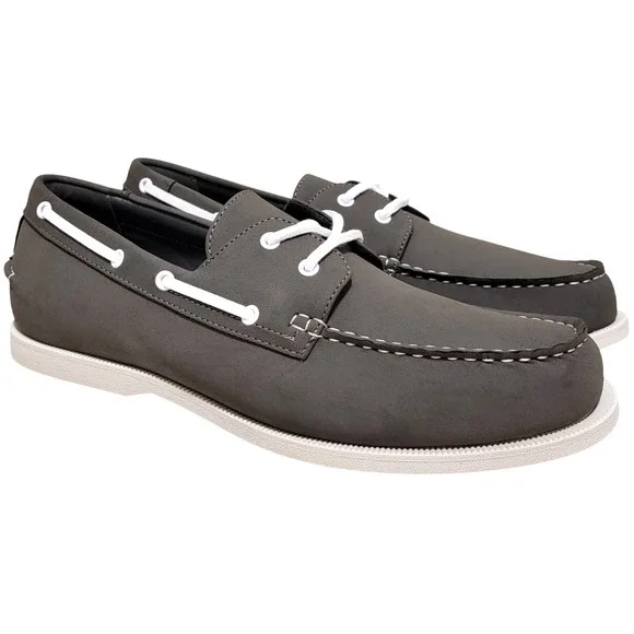Club Room Men Elliot 2-Eye Casual Boat Shoes Size US 11.5M Grey Faux Leather