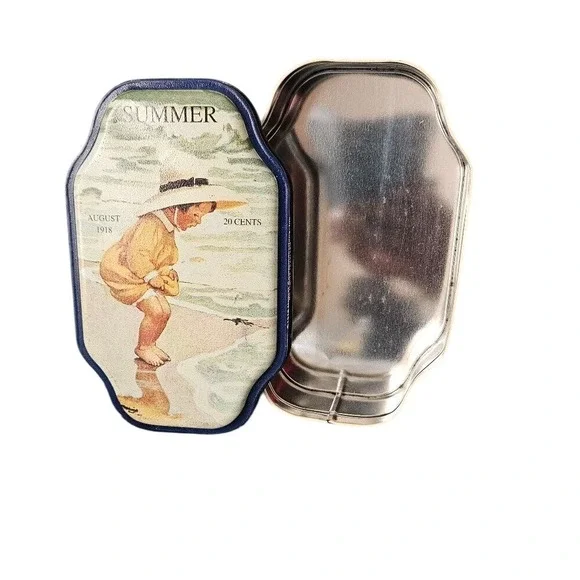 Vintage Summer August 1918‎ good housekeeping  tin storage box 8.5x5x2 inches