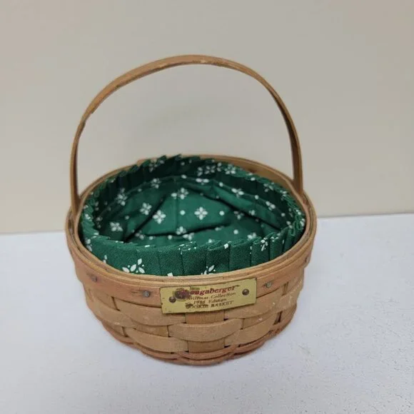 Longaberger 1985 Christmas Collection Cookie Basket Heritage Green Liner Collect
