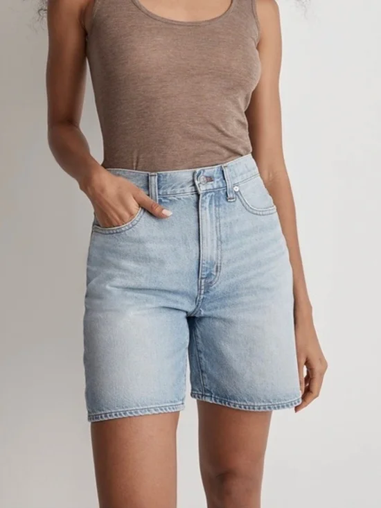 Madewell Baggy Jean Shorts In Bessemund Wash 28