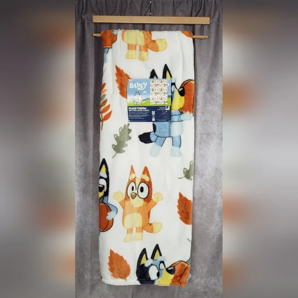 Bluey & Bingo Fall Harvest Pumpkin Plush Throw Blanket 50