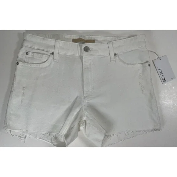 NWT Women's Joe's Jeans The Lover Mid‎ Rise Baggy Shorts Distressed White 28X3.5