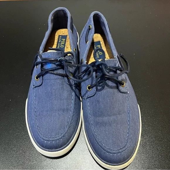 Polo by Ralph Lauren Men's Blue Boat Shoes Twill Denim 10D