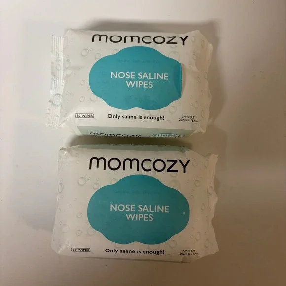 Momcozy Nose Saline Wipes 2 Packs 60 Count Total Baby Sensitive Skin Unscented