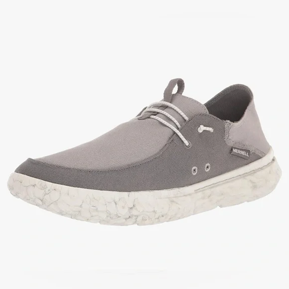 Merrell Men's Hut Moc 2 Canvas Paloma Grey Boat Shoes Slip On‎ Comfort Outdoors